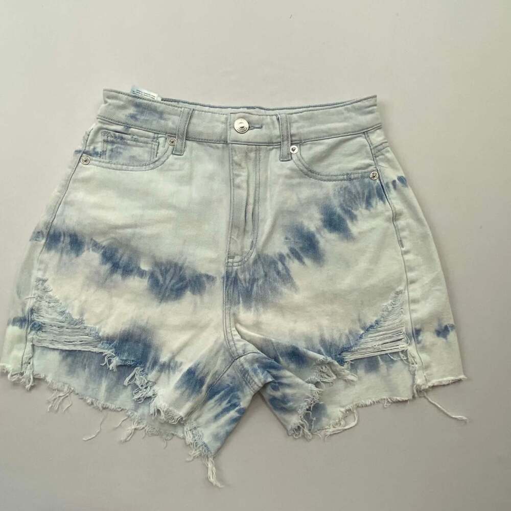 American Eagle Denim Shorts Size 12 Tie Dye Distressed